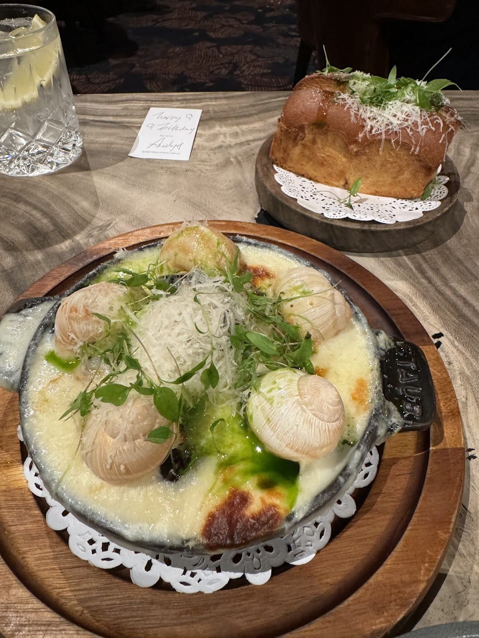 Escargot and bread at 6HEAD Sydney